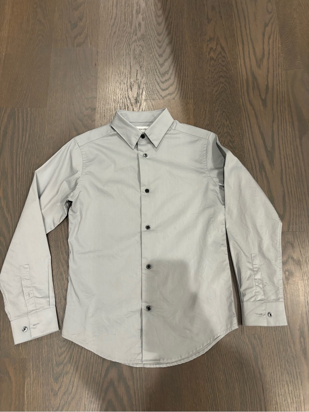 Calvin Klein Boys’ Light Gray Button-Down Dress Shirt